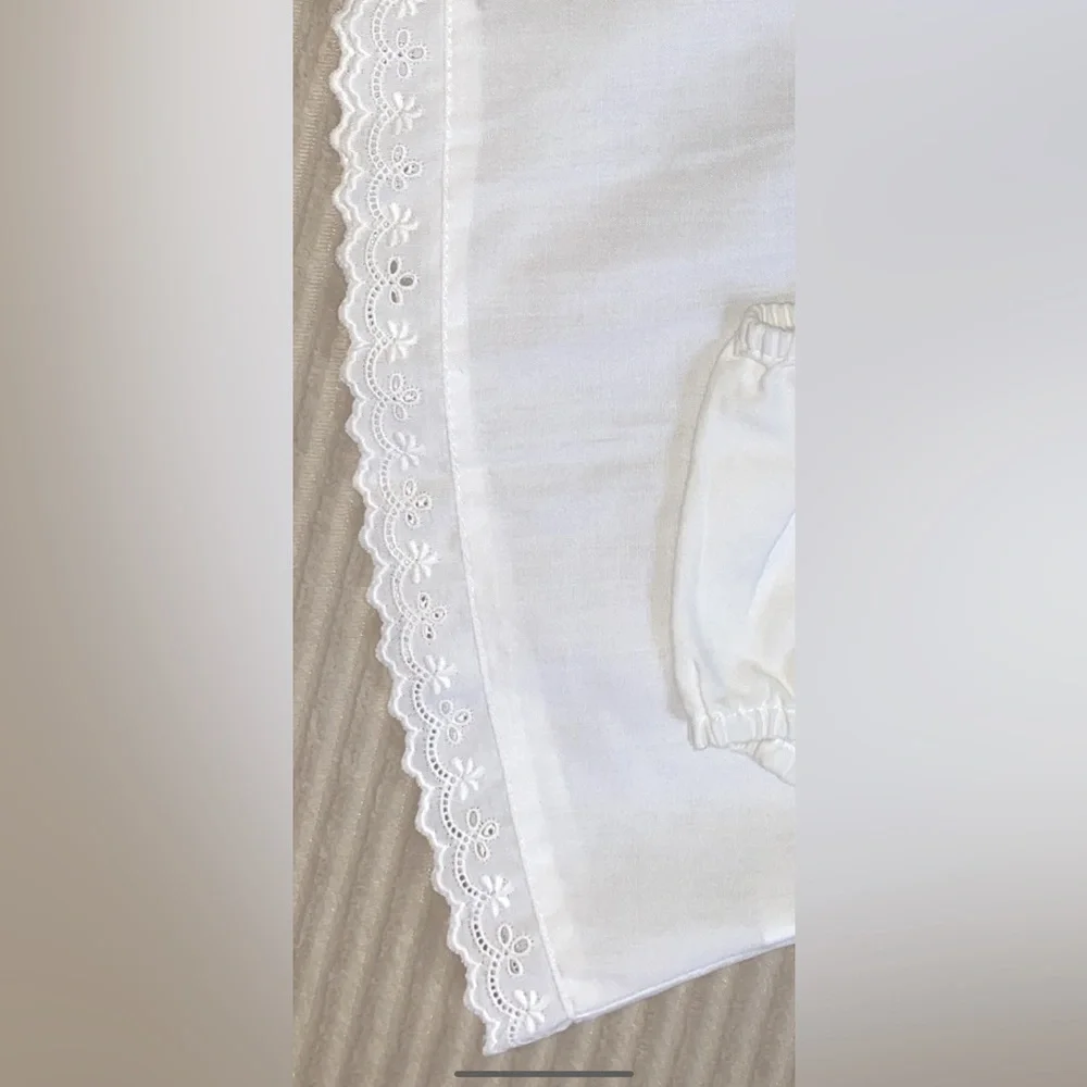 White Slip with Eyelet Trim & White Bloomers Diaper Cover